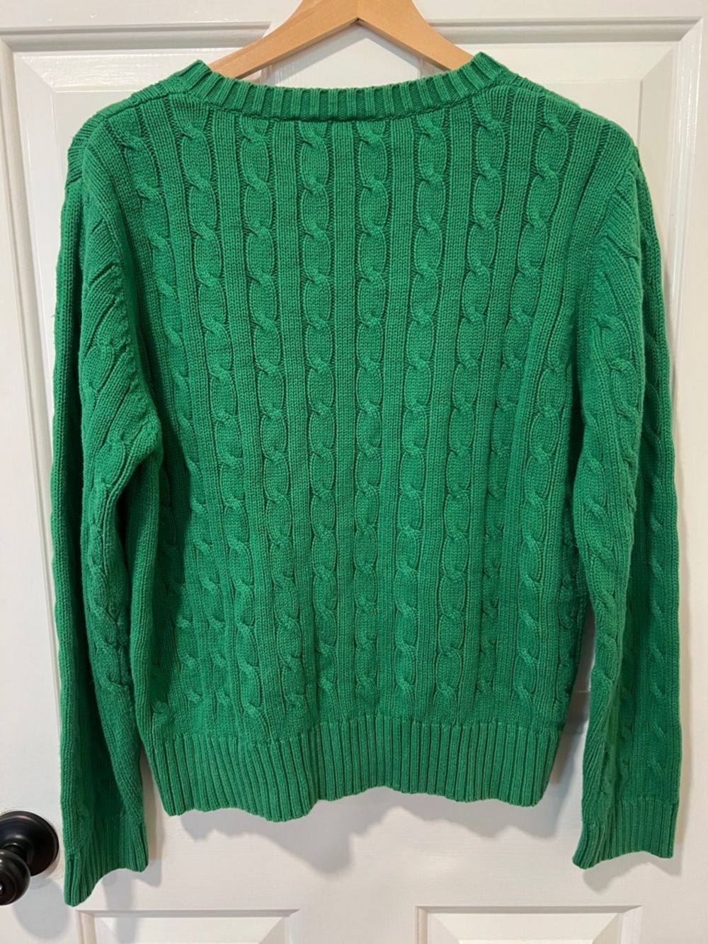 Vintage Duck Head Women's Green Cable Knit V-Neck Preppy Sweater - Picture 3 of 5